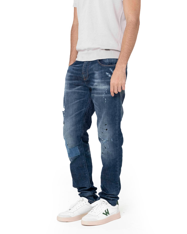 Why not brand Jeans Slimfit con Abrasioni Rifiniti a Mano In Saldo