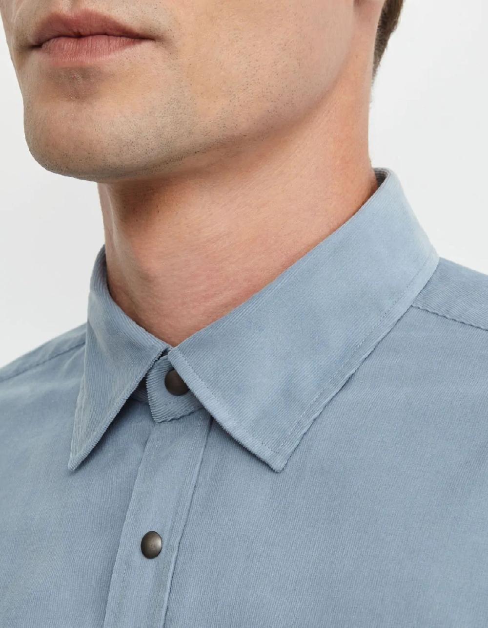 Xacus Camicia Collo italiano Tinta Unita Velluto Avio 2025