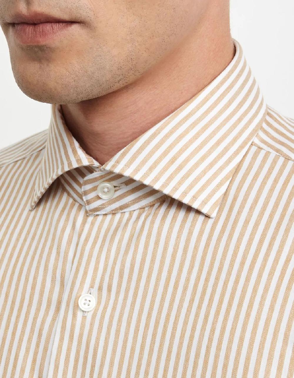 Xacus Camicia Collo francese Righe Twill Oro Vendita