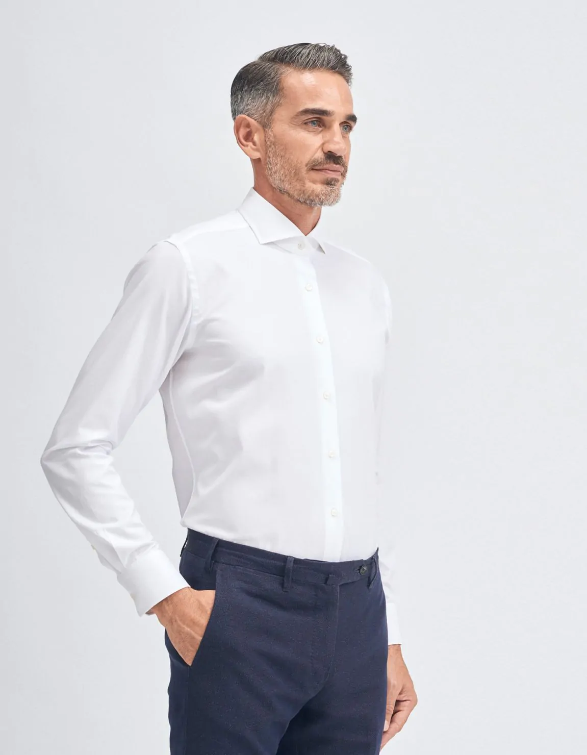 Xacus Camicia Collo francese Tinta Unita Oxford Bianco 2025