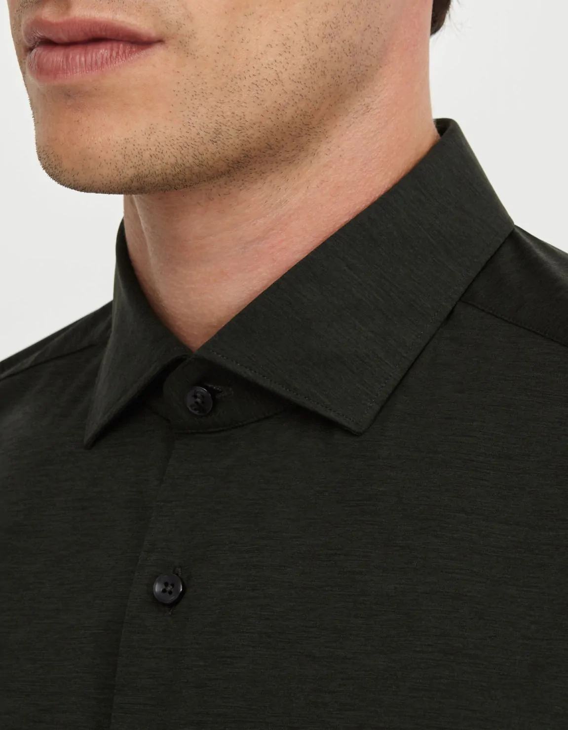 Xacus Camicia Collo francese piccolo Tinta Unita Maglia Verde bosco 2025