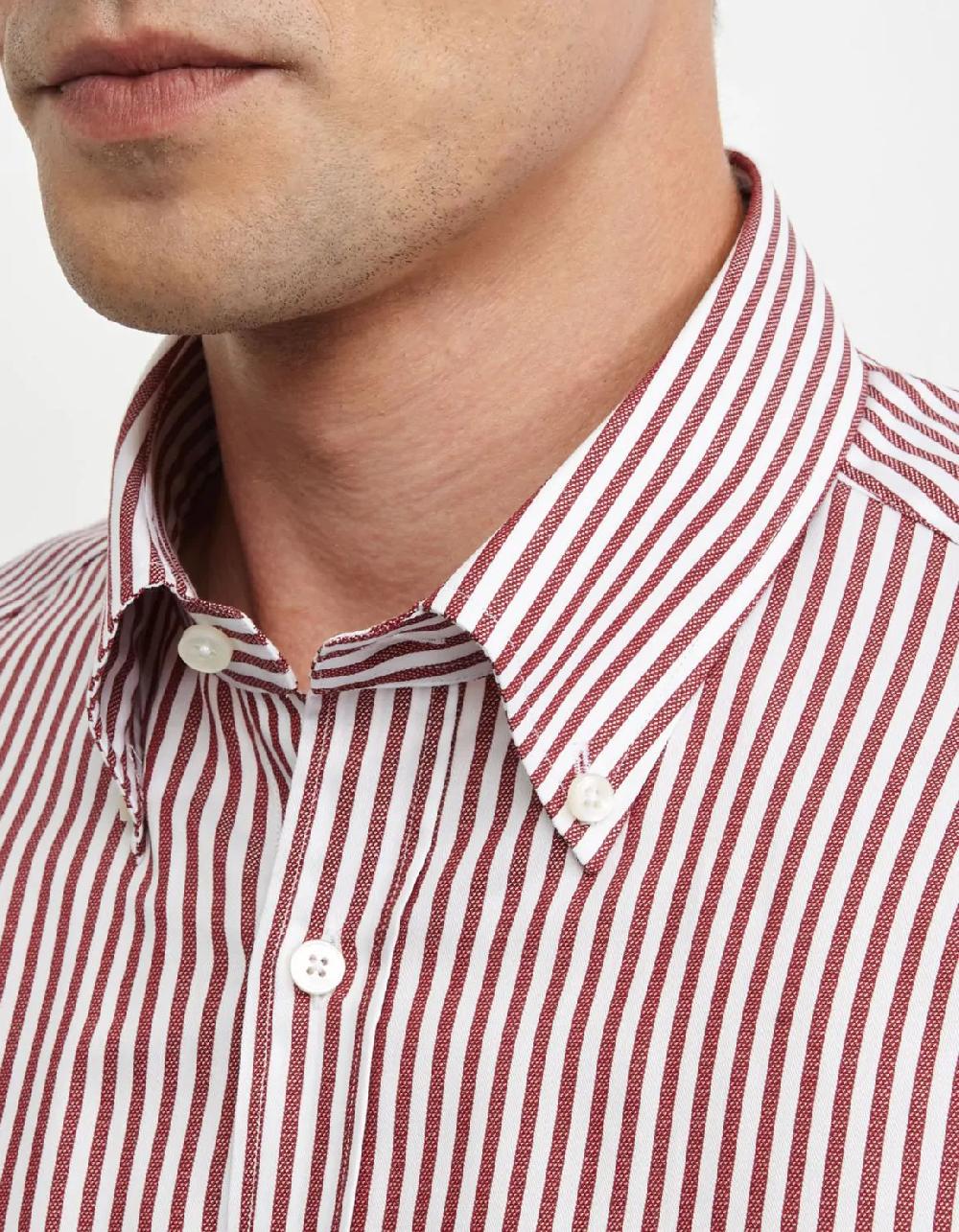 Xacus Camicia Collo button down Righe Armaturato Rosso Italy