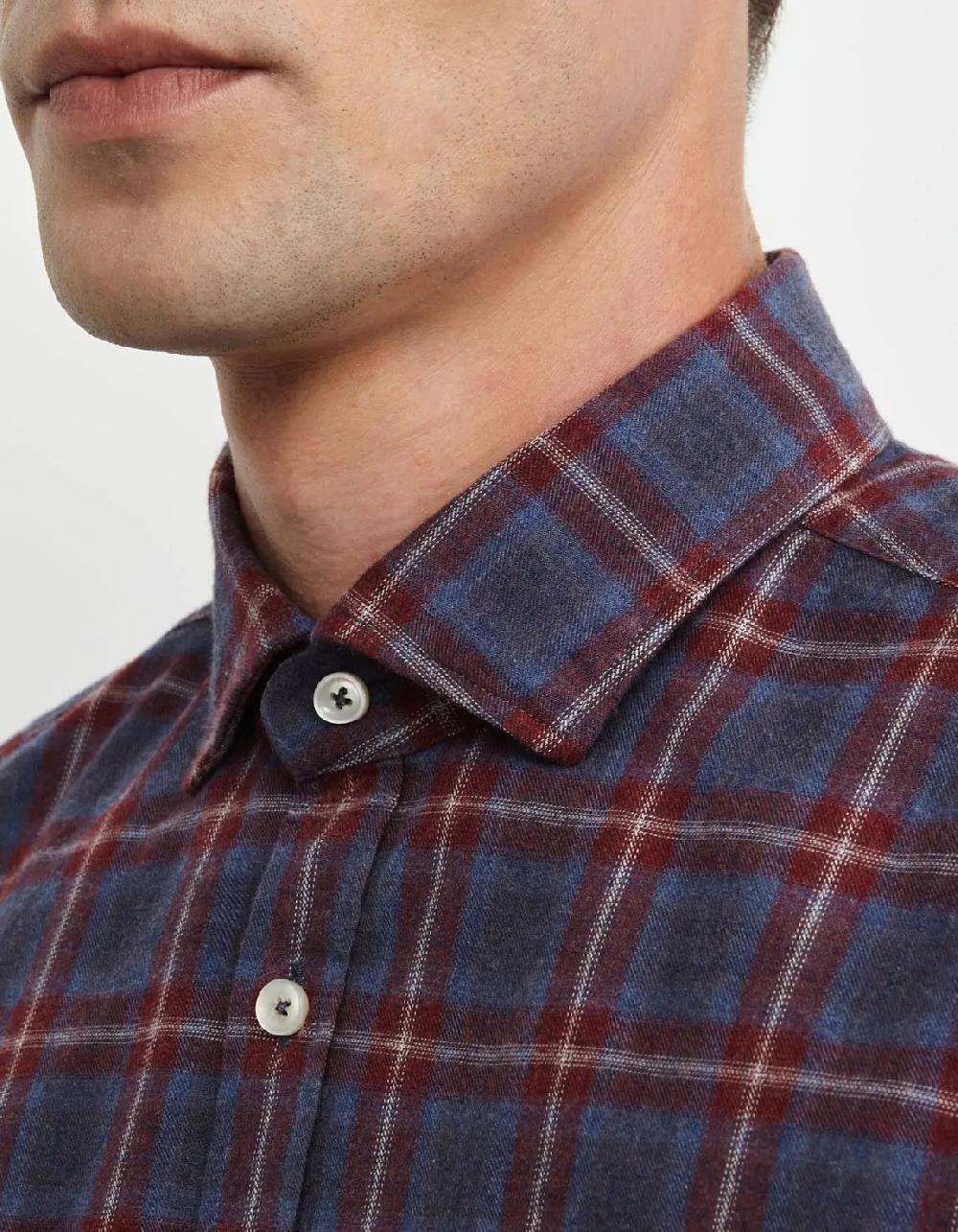 Xacus Camicia Collo francese Quadri Twill Vinaccia Promozione