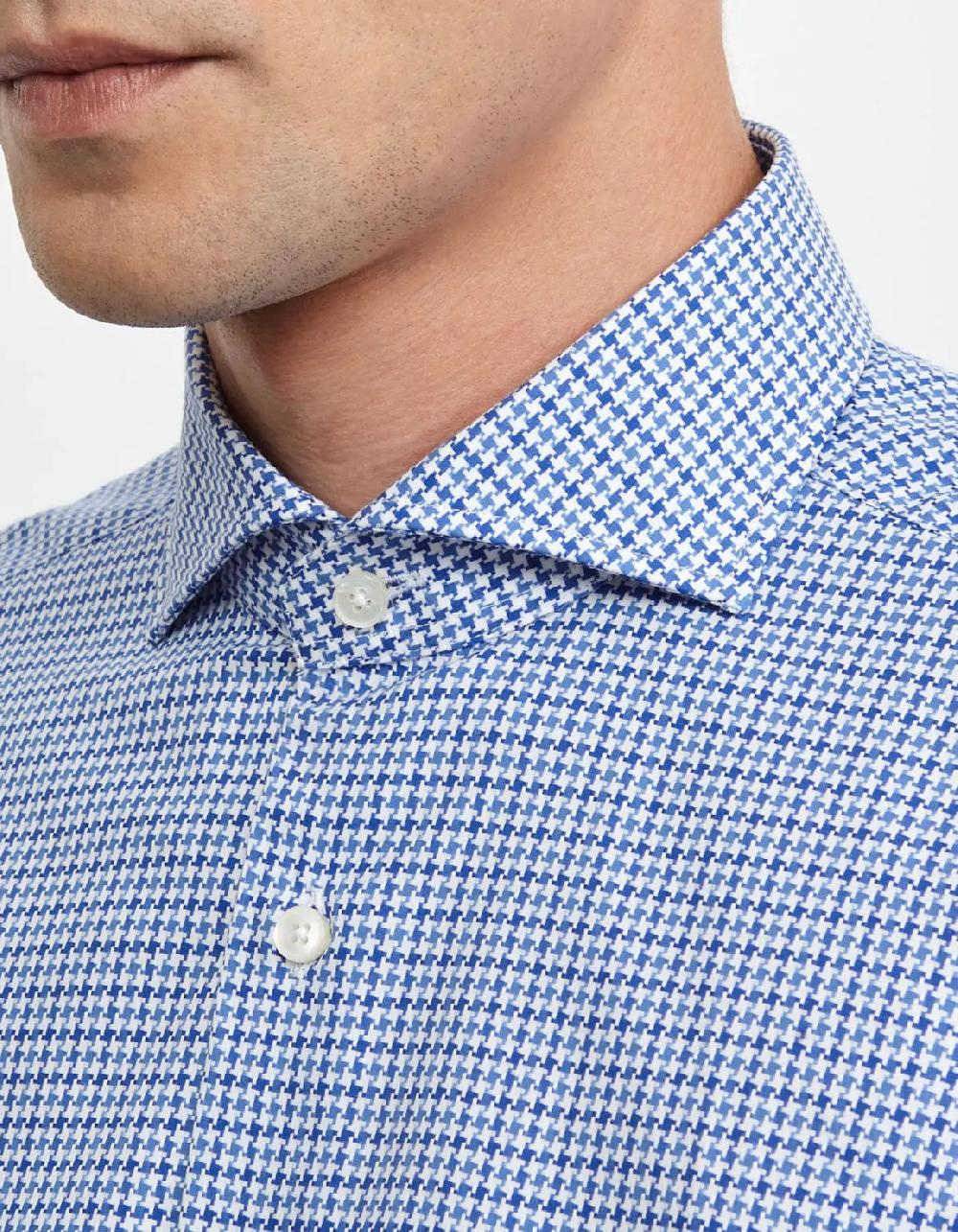 Xacus Camicia Collo francese Fantasia Armaturato Blu Qualità Garantita