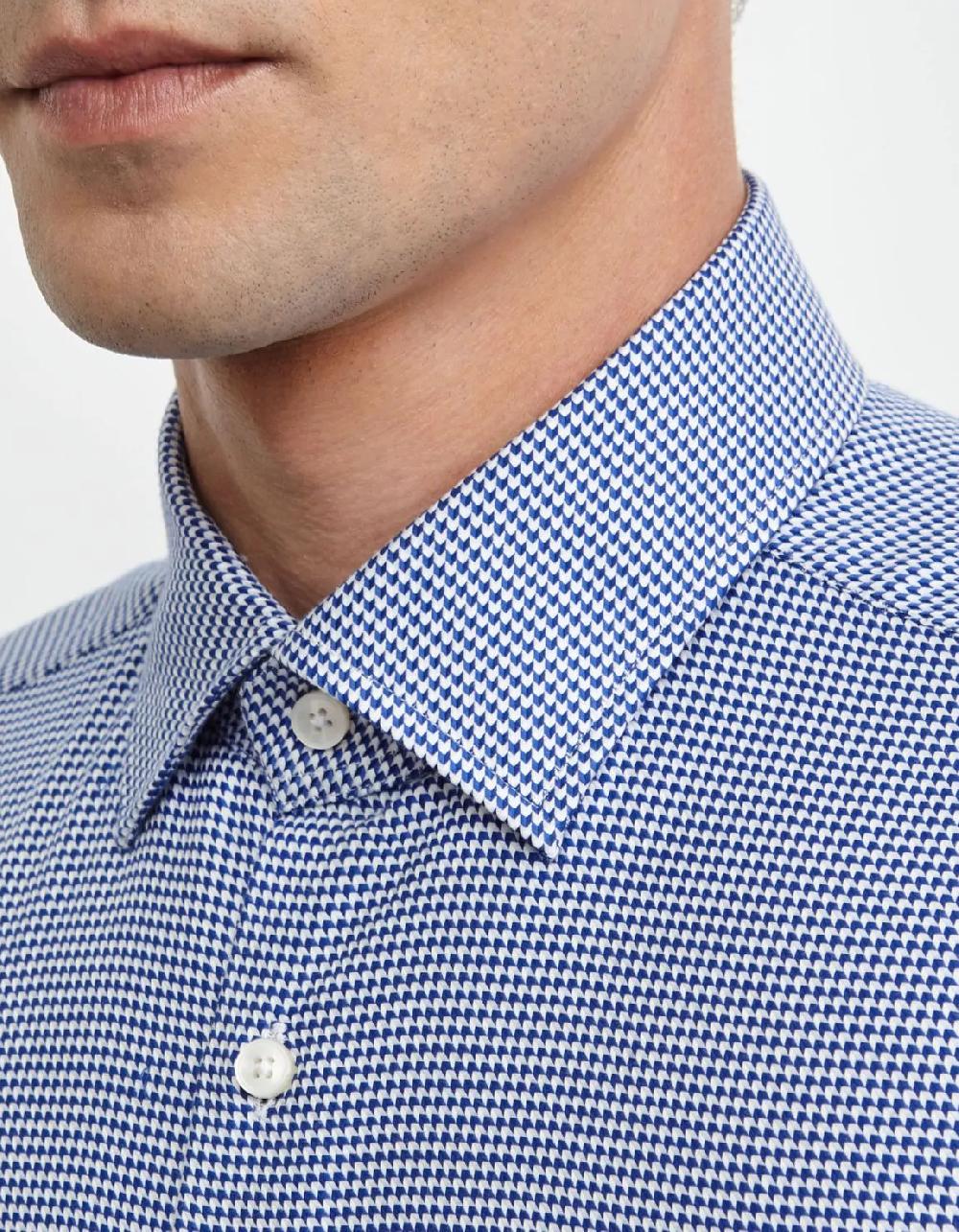 Xacus Camicia Collo italiano Fantasia Armaturato Blu Fino Al -60%