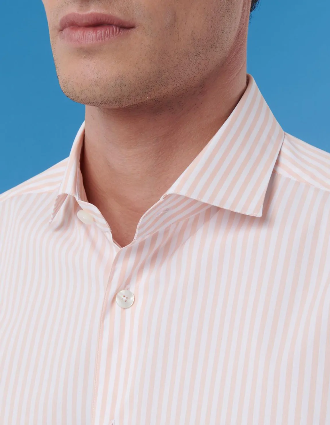 Xacus Camicia Collo francese piccolo Righe Popeline Salmone Negozio