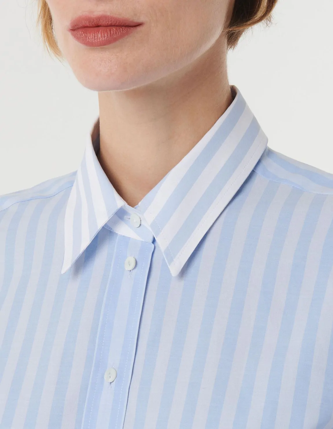 Xacus Camicia Celeste Cotone Righe Moda