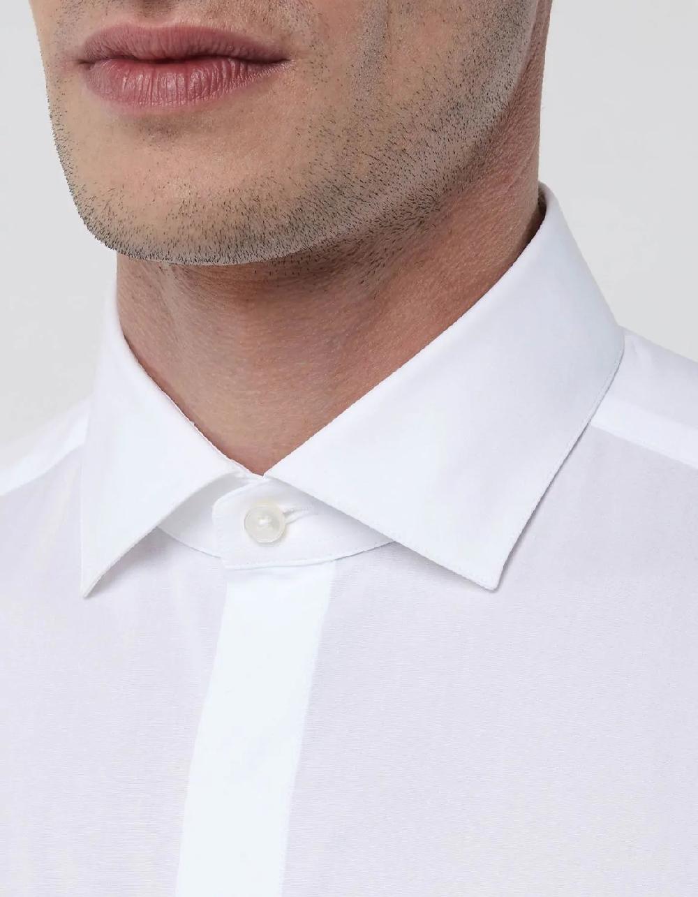 Xacus Camicia Collo francese Tinta Unita Popeline Bianco Cyber Monday