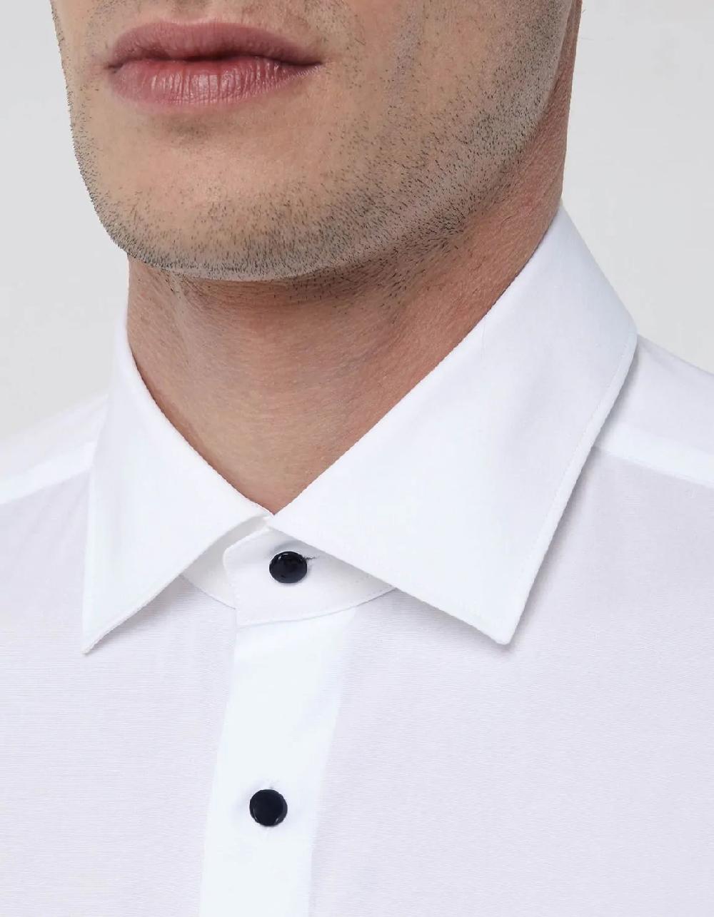 Xacus Camicia Collo francese piccolo Tinta Unita Popeline Bianco Offerta Pasqua