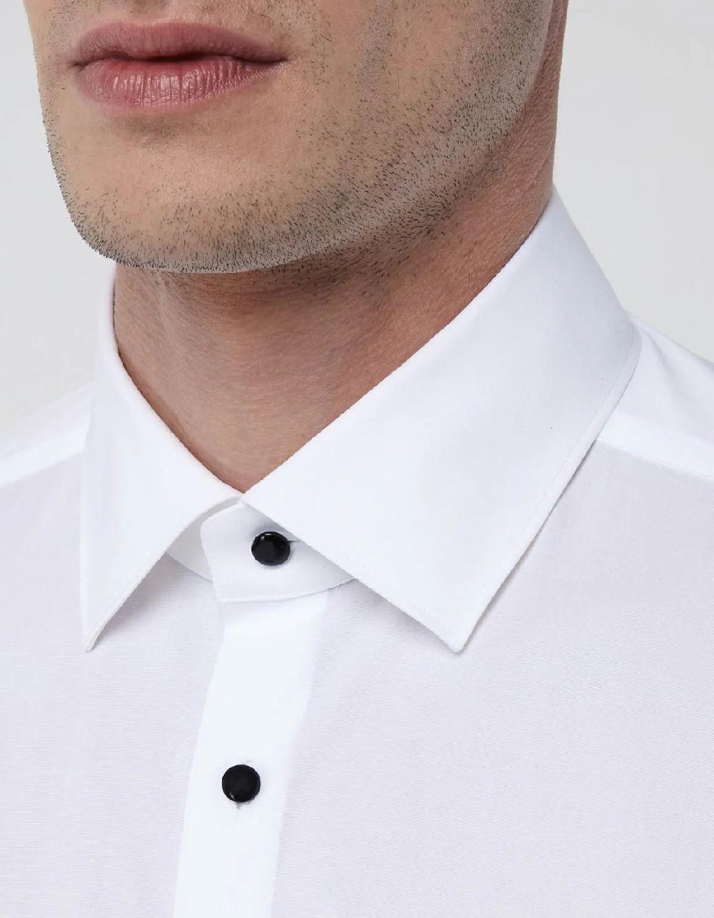Xacus Camicia Collo francese piccolo Tinta Unita Popeline Bianco Offerta per la Festa della Mamma