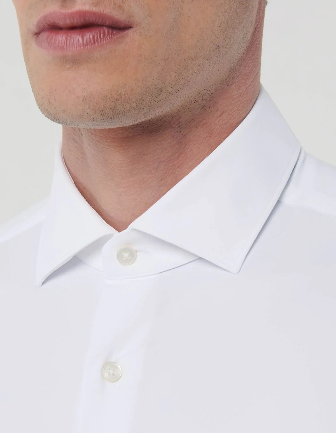 Xacus Camicia Collo francese piccolo Tinta Unita Twill Bianco Fino al 60% di sconto