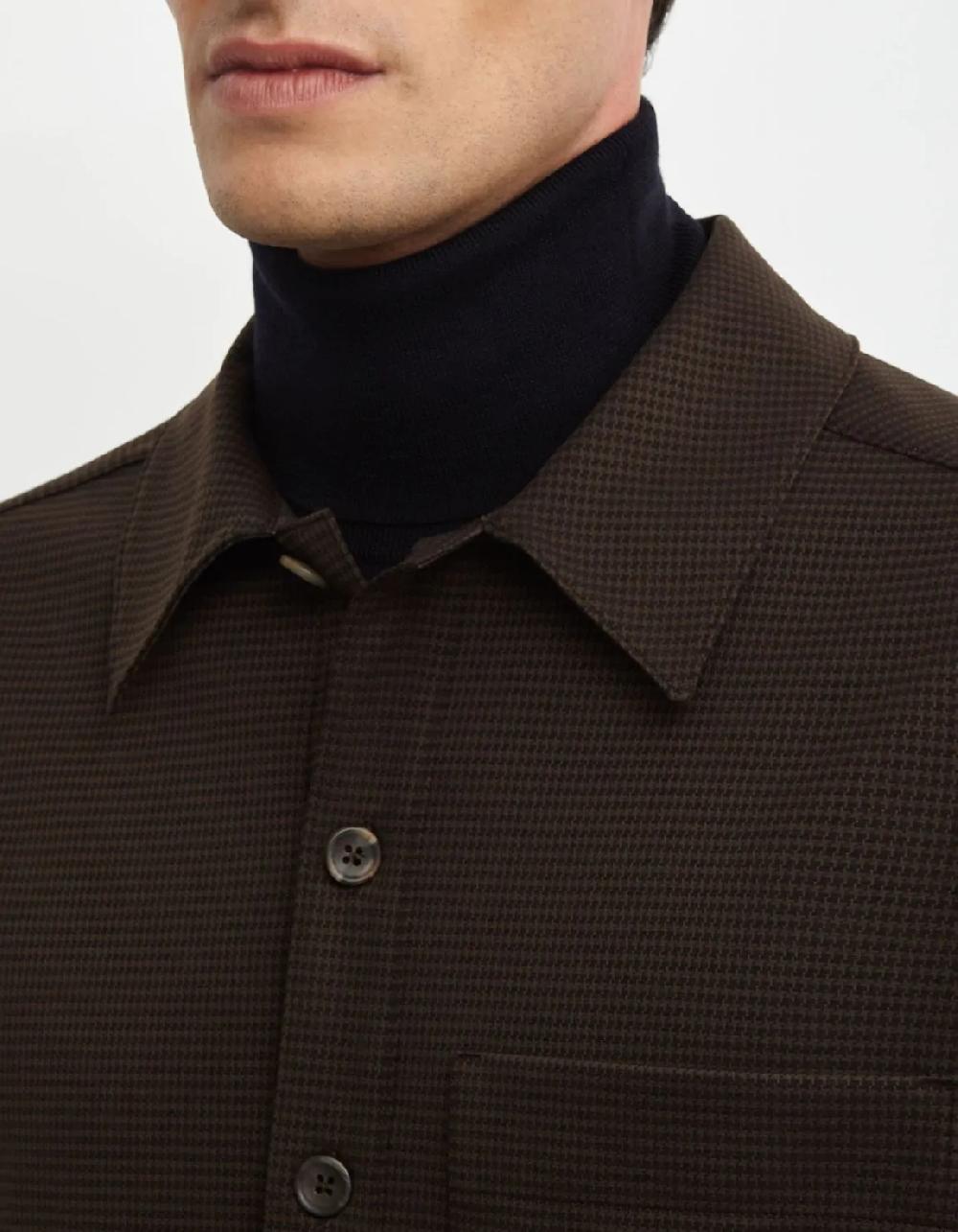 Xacus Camicia Collo italiano Fantasia Armaturato Marrone