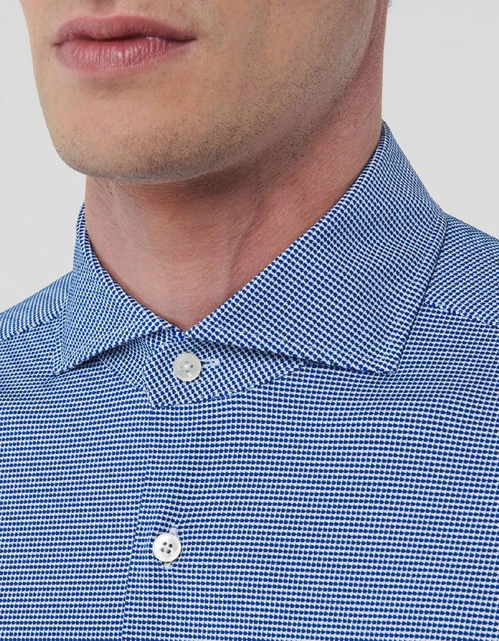 Xacus Camicia Collo francese Tinta Unita Armaturato Blu