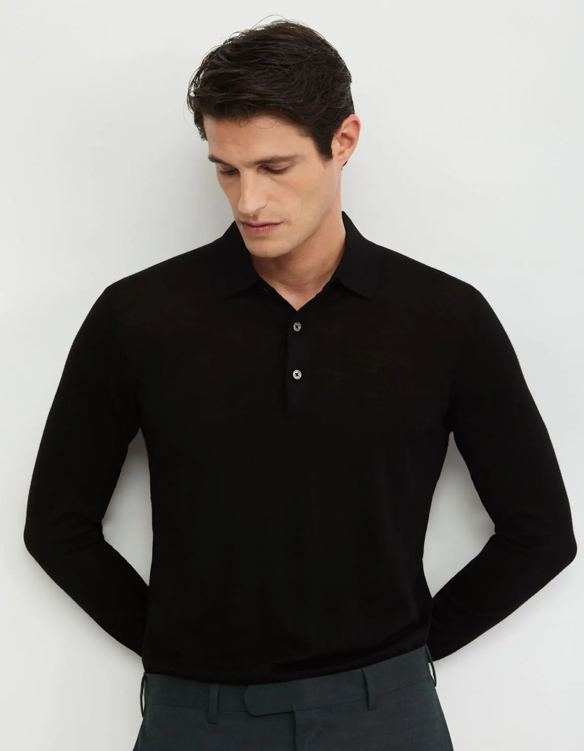 Xacus Maglia Nero Filato lana merino finezza 18 Qualità Garantita