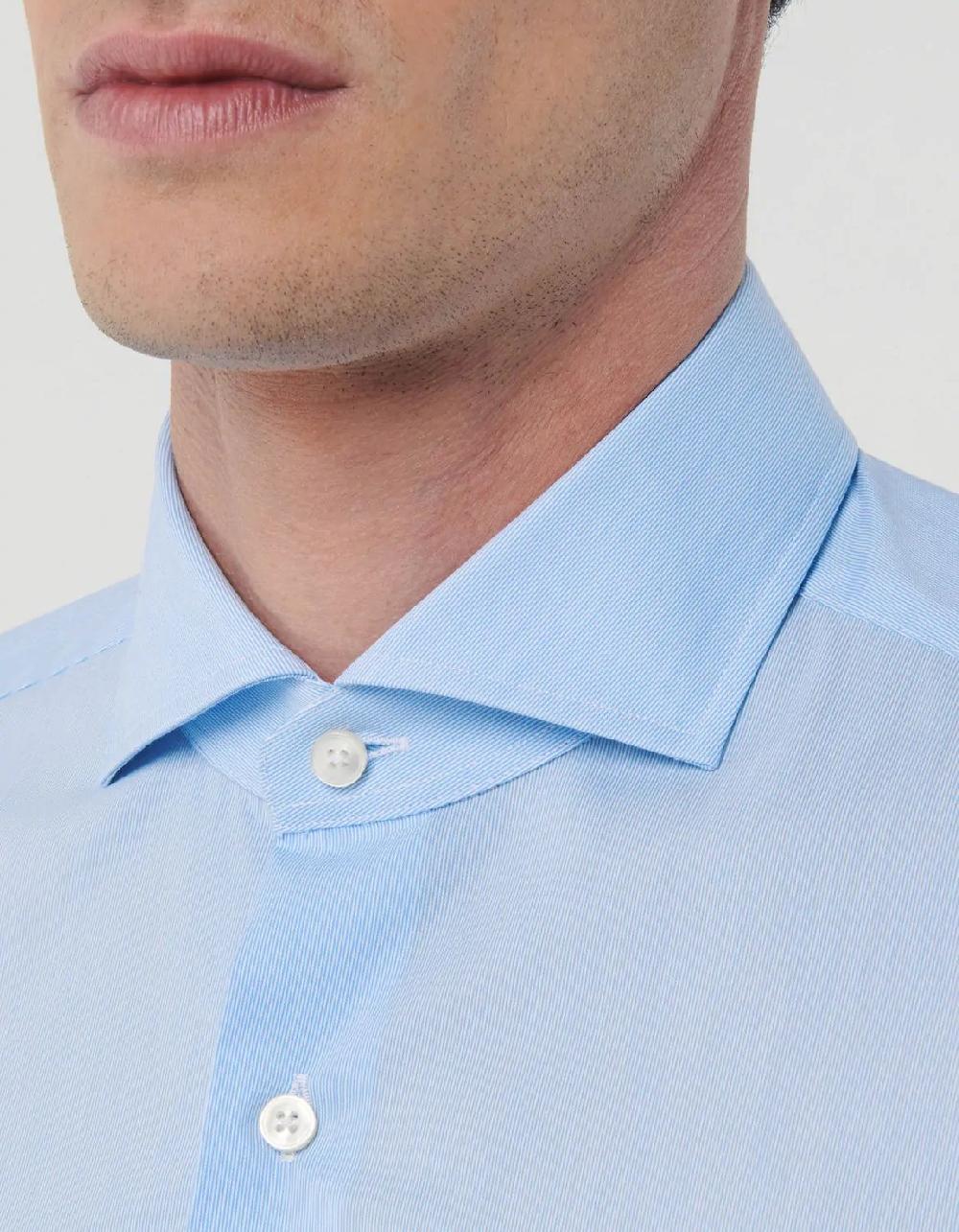 Xacus Camicia Collo francese Righe Popeline Celeste Spedizione gratuita