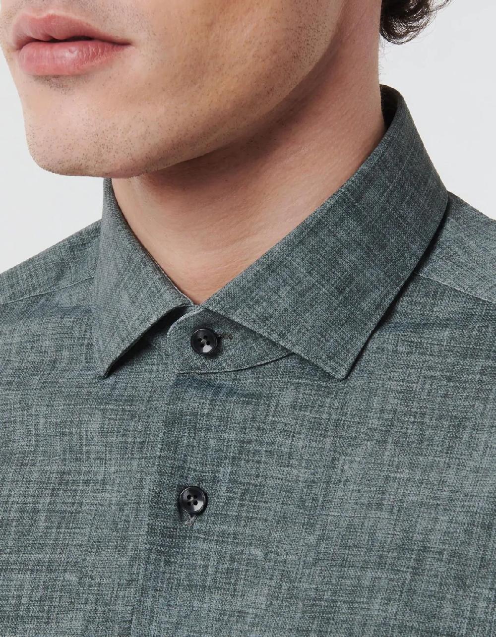 Xacus Camicia Collo francese piccolo Fantasia Armaturato Verde militare