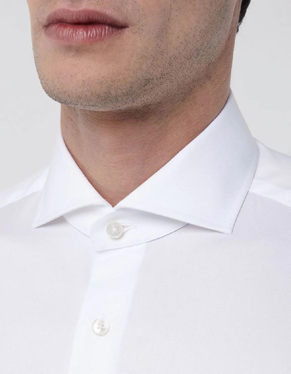 Xacus Camicia Collo francese Tinta Unita Twill Bianco Offerte giornaliere