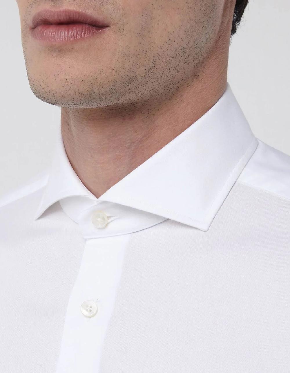 Xacus Camicia Collo francese Tinta Unita Twill Bianco Super Saving Price