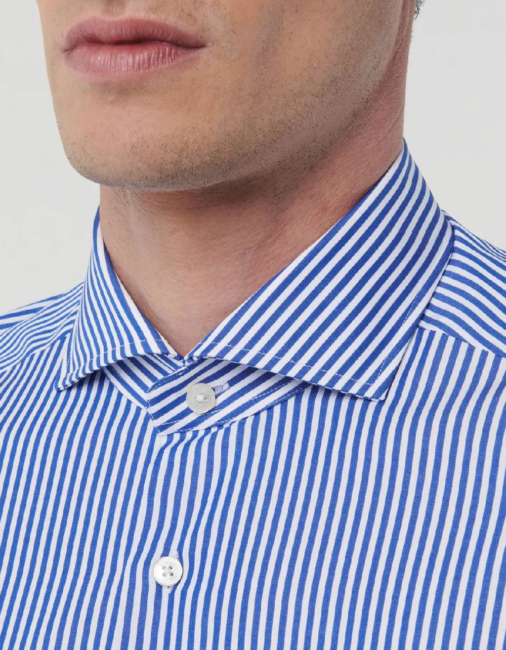 Xacus Camicia Collo francese Righe Popeline Blu ACQUISTA ORA