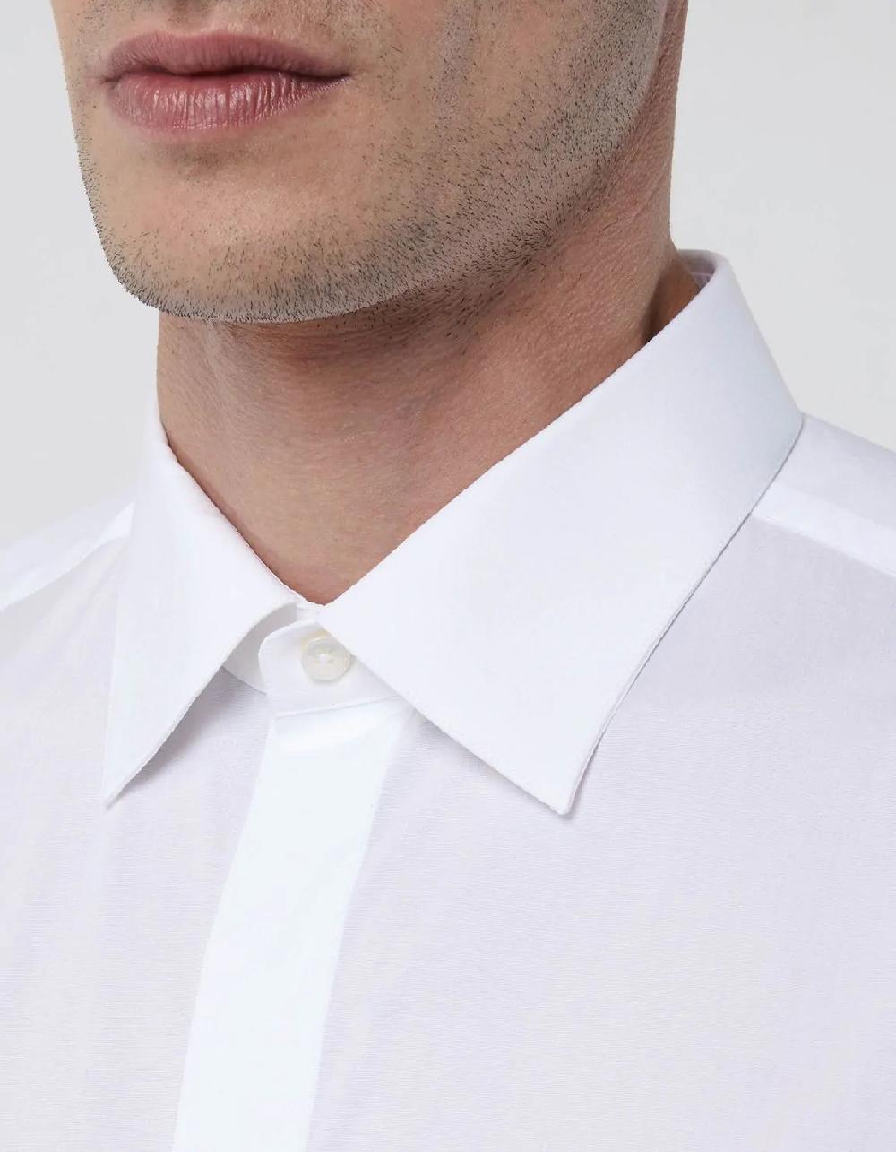 Xacus Camicia Collo italiano Tinta Unita Popeline Bianco Fino al 60% di sconto