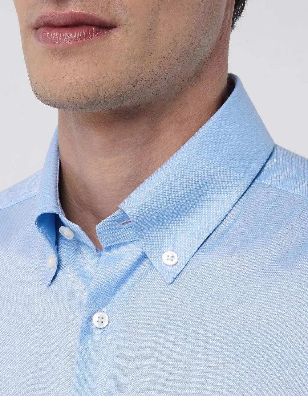 Xacus Camicia Collo button down Tinta Unita Oxford Celeste Spedizione Gratuita