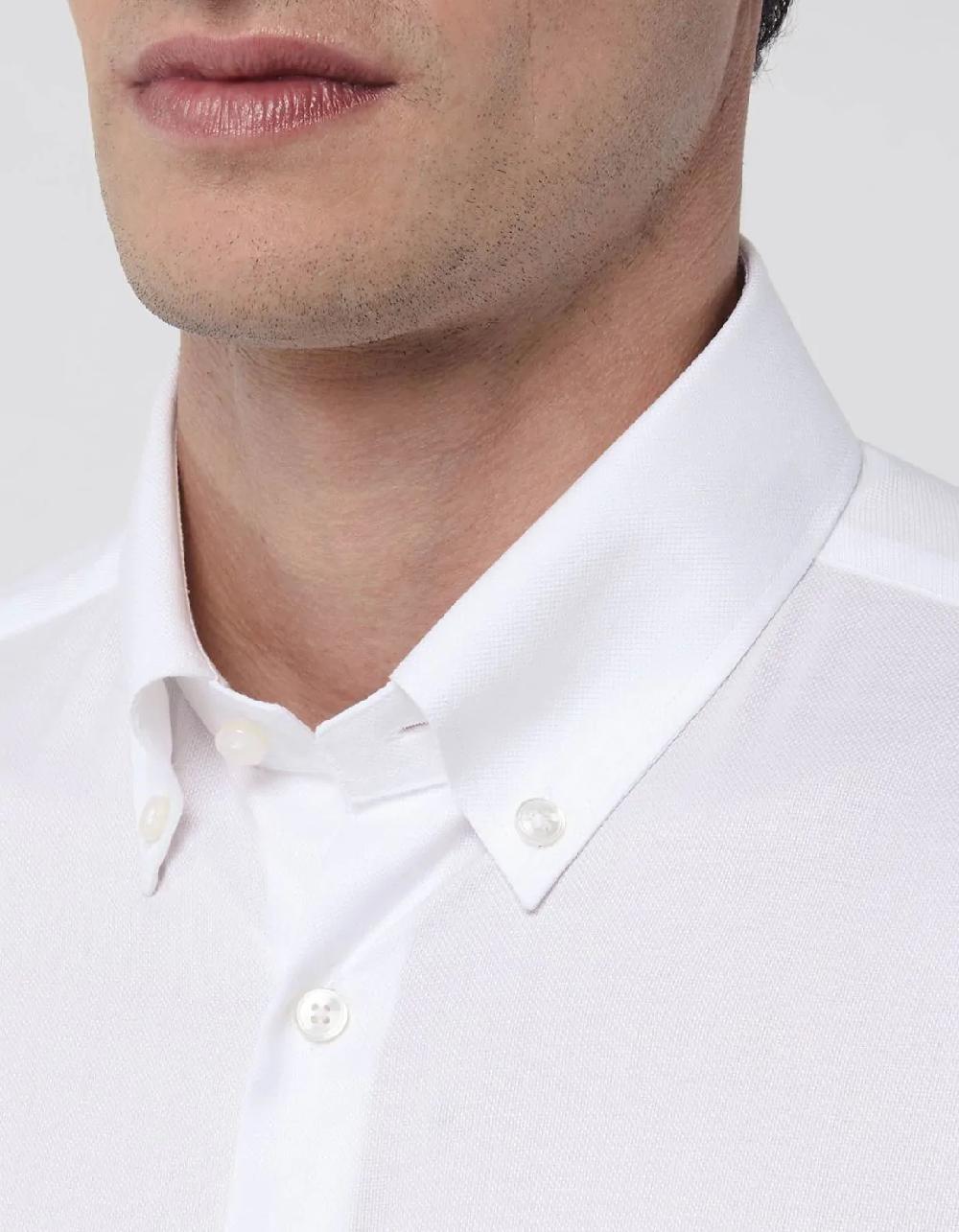 Xacus Camicia Collo button down Tinta Unita Oxford Bianco Novità