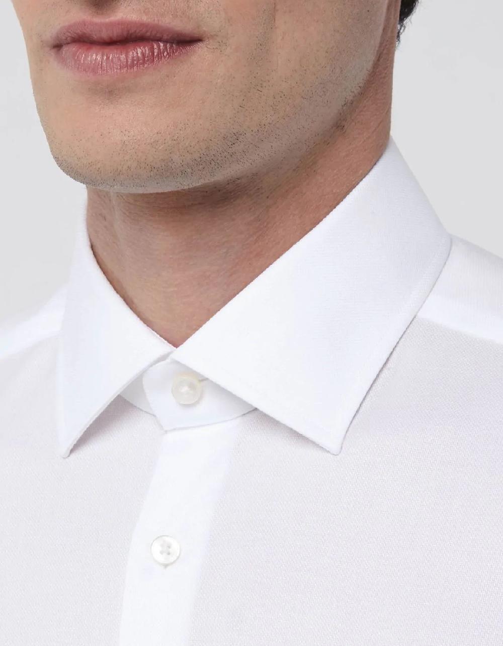 Xacus Camicia Collo italiano Tinta Unita Oxford Bianco