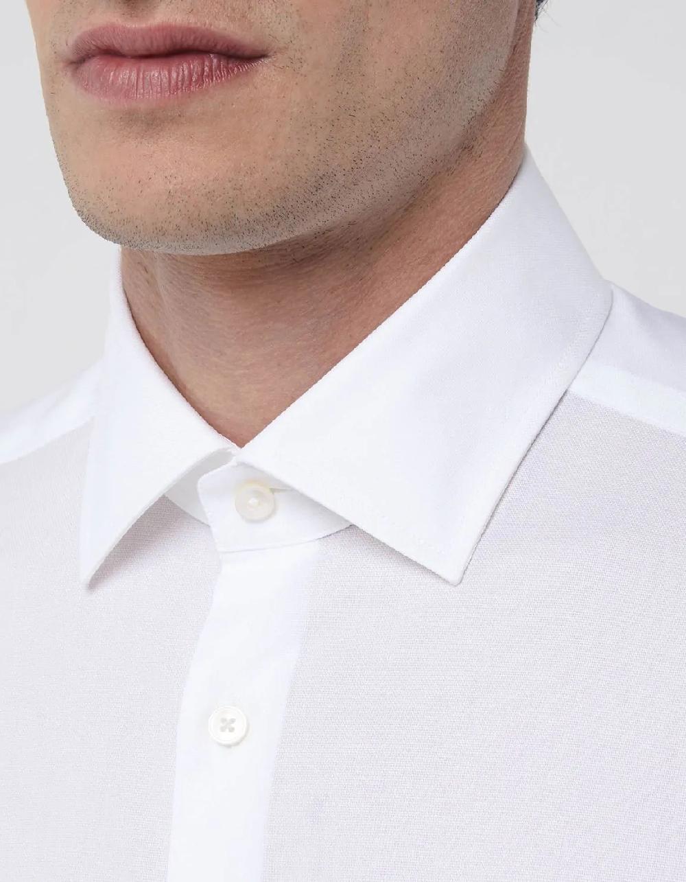 Xacus Camicia Collo italiano Tinta Unita Oxford Bianco