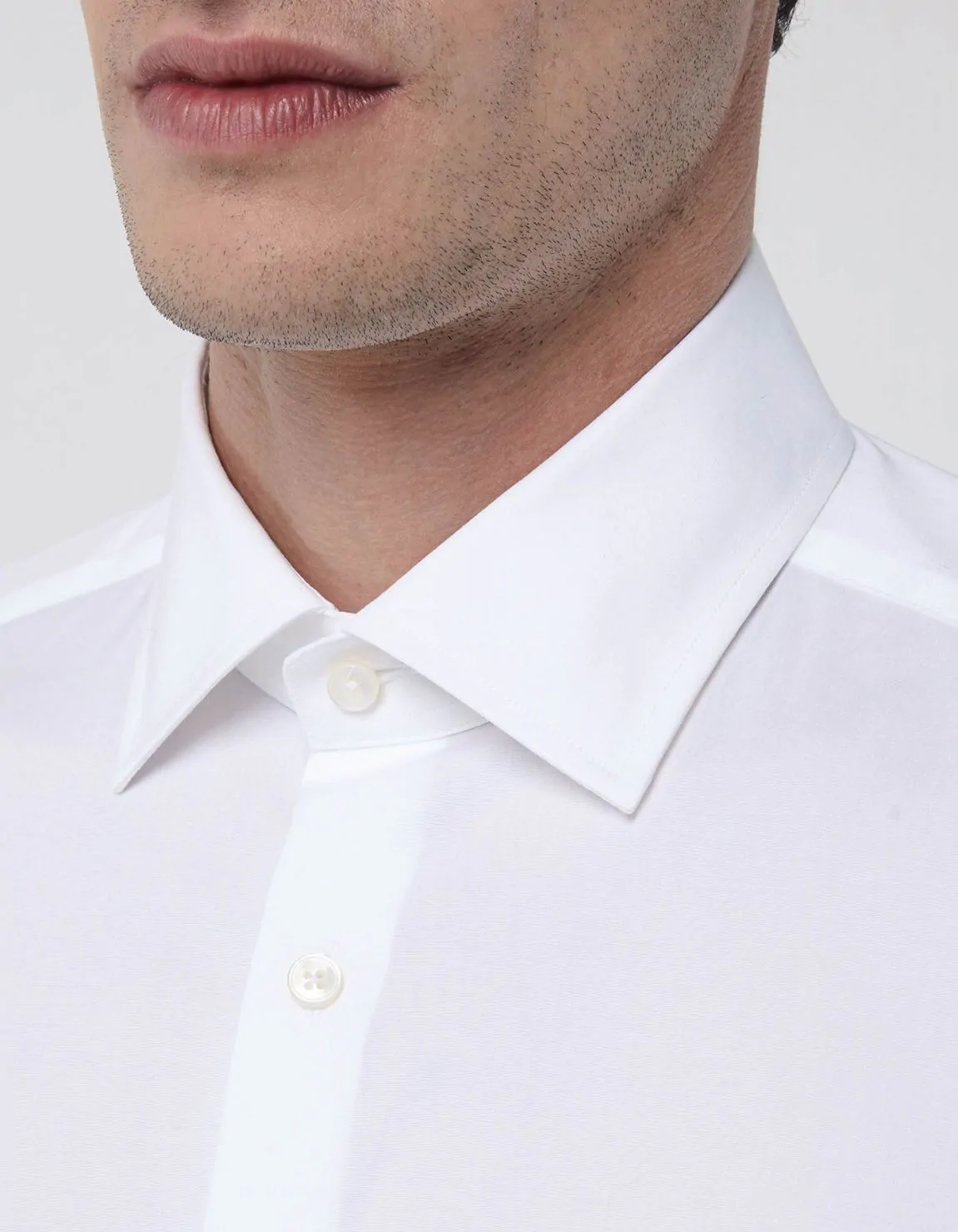 Xacus Camicia Collo italiano Tinta Unita Popeline Bianco Offerta speciale