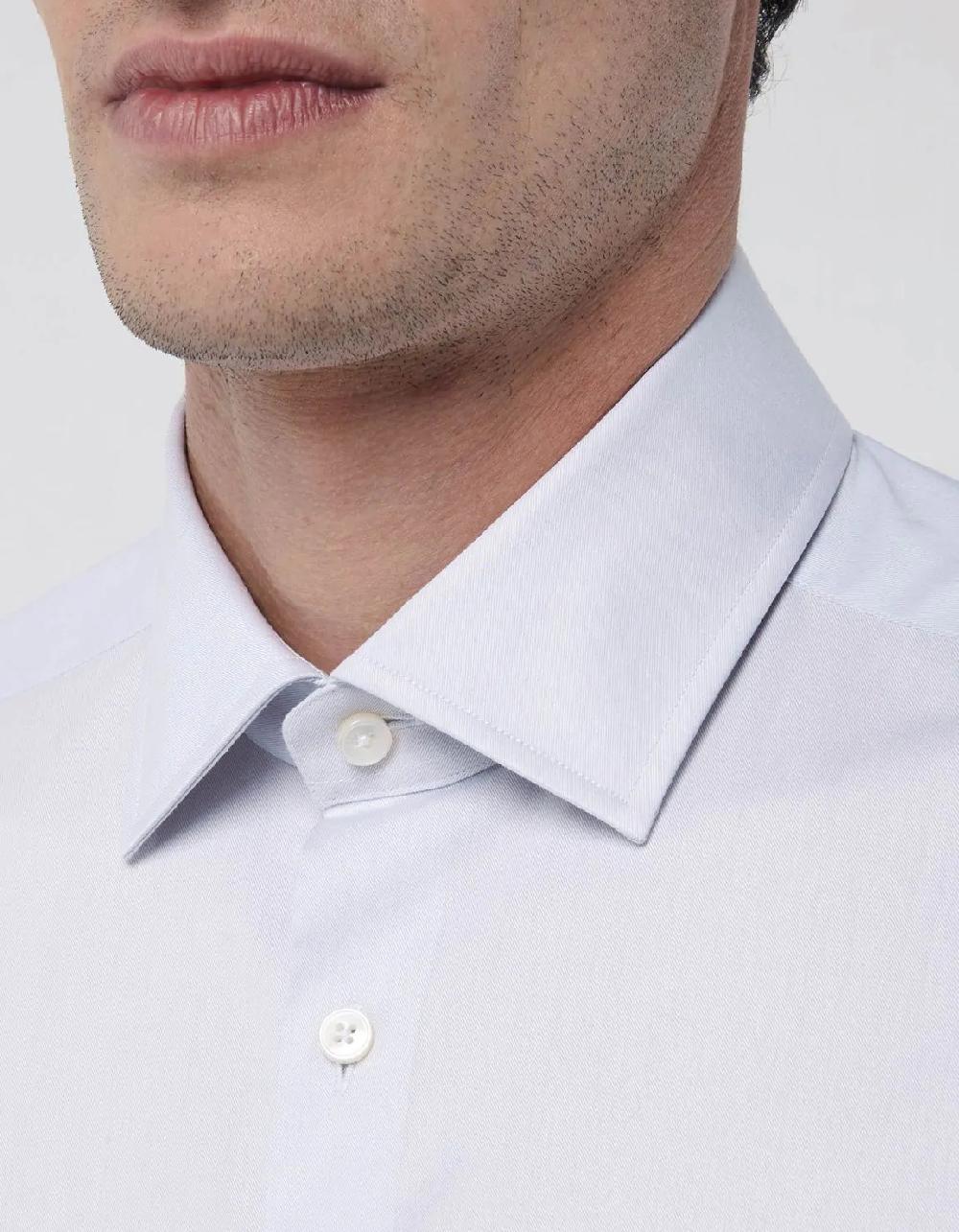 Xacus Camicia Collo italiano Tinta Unita Twill Grigio