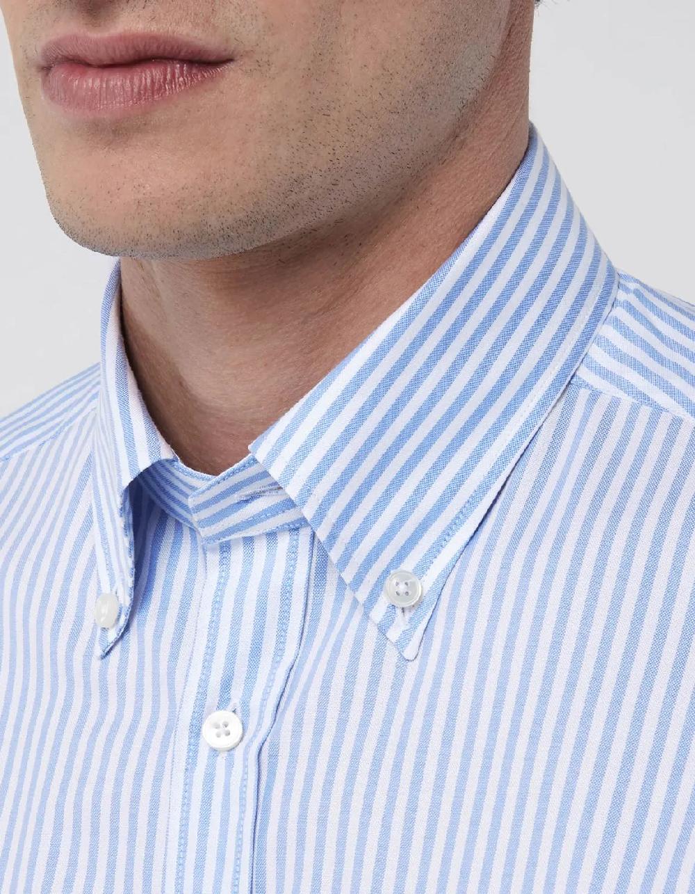 Xacus Camicia Collo button down Righe Oxford Celeste scuro Offerte giornaliere