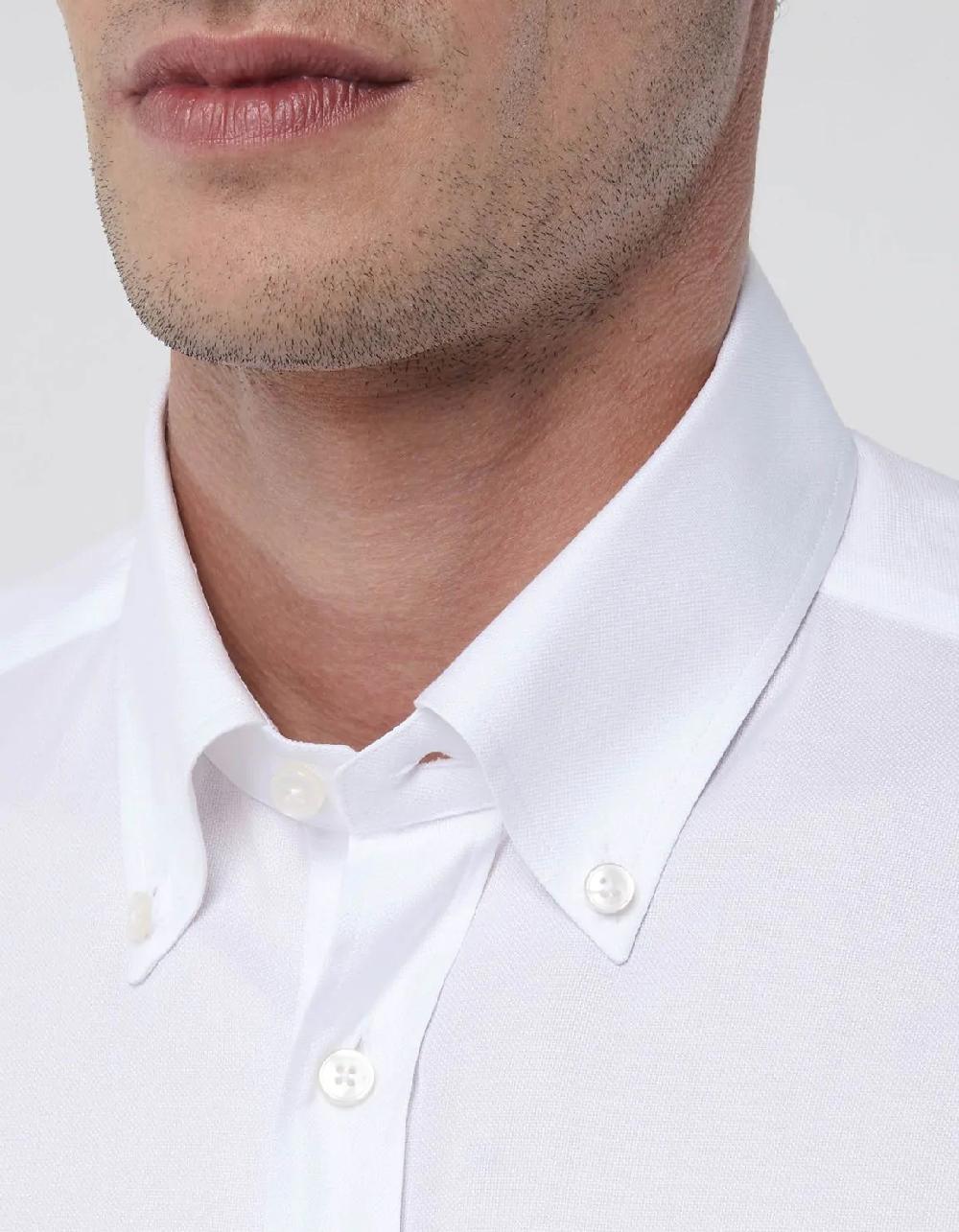 Xacus Camicia Collo button down Tinta Unita Oxford Bianco Enormi risparmi