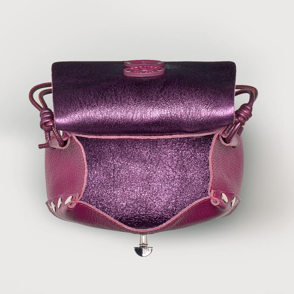 Zanellato BORSA POSTINA® SUPER BABY IN PELLE LAMINATA PURPLE BONARDA | Zanellato Vendite Flash