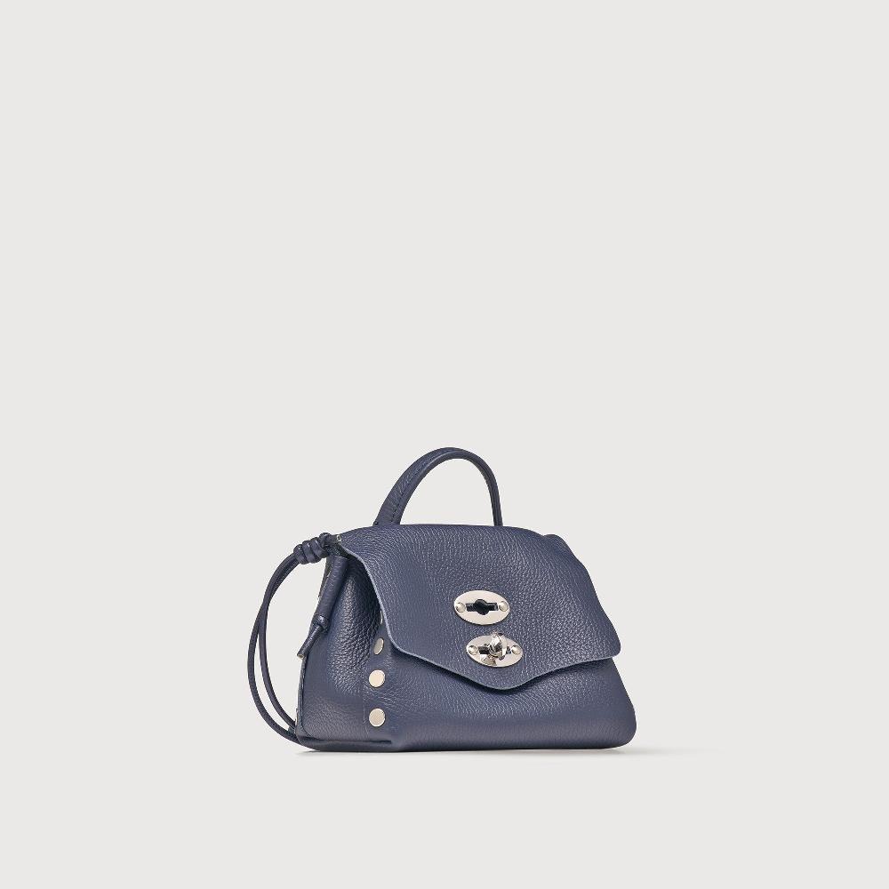 Zanellato BORSA POSTINA® SUPER BABY IN PELLE LAMINATA BLUE NAVY SAVOIA | Zanellato Nuova