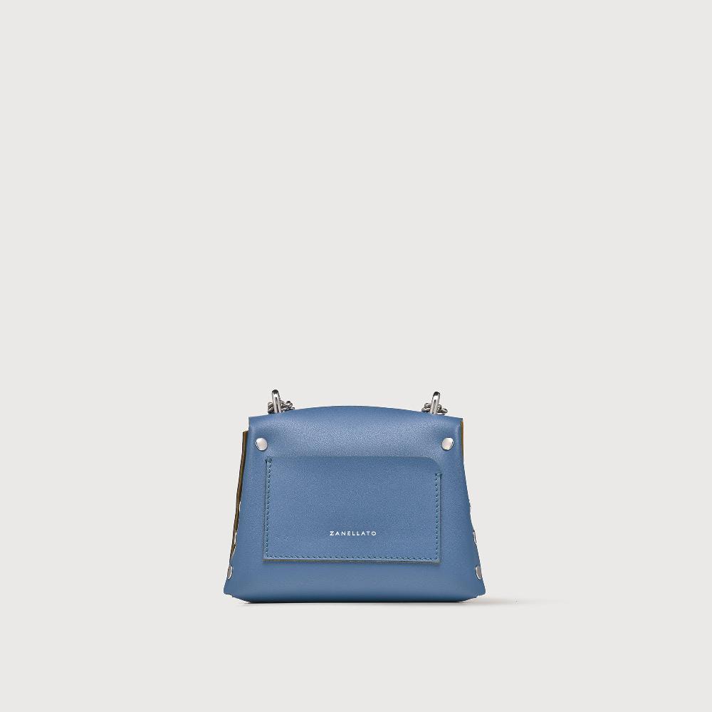 Zanellato BORSA POSTINA® SUPER BABY IN PELLE RIGENERATA BLUE MING | Zanellato 2025