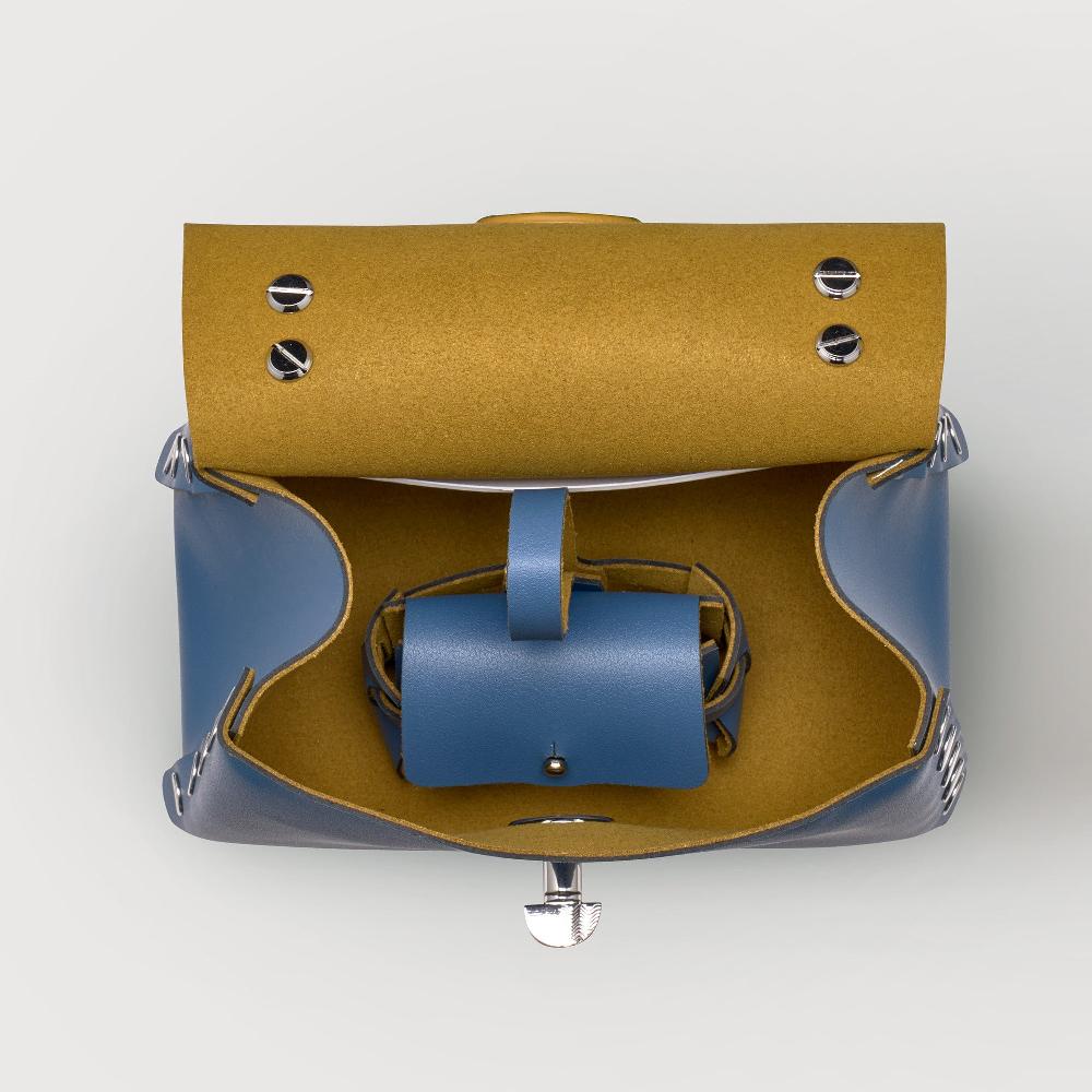 Zanellato BORSA POSTINA® SUPER BABY IN PELLE RIGENERATA BLUE MING | Zanellato 2025
