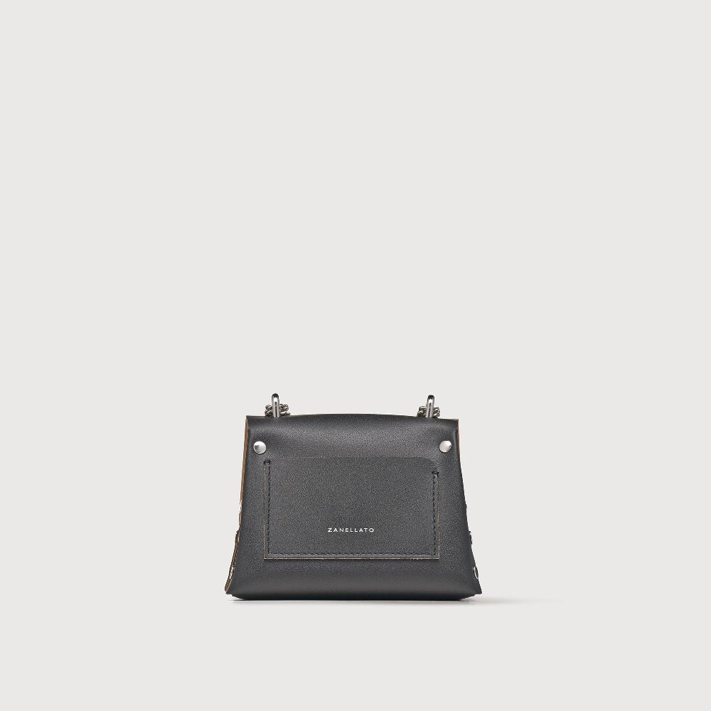 Zanellato BORSA POSTINA® SUPER BABY IN PELLE RIGENERATA BLACK NERO | Zanellato Vendita