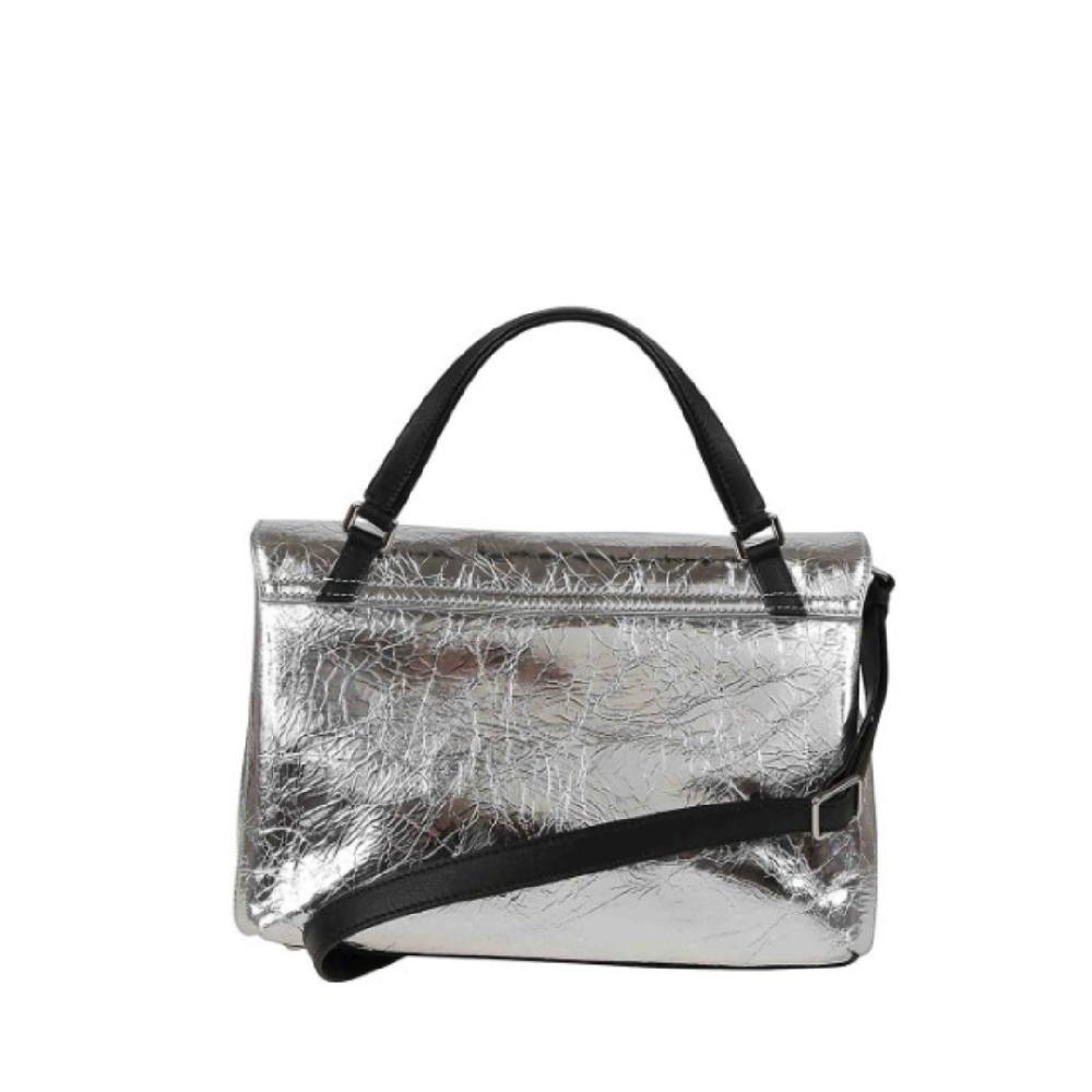 Zanellato BORSA POSTINA® SMALL IN PELLE LAMINATA GREY ARGENTO | Zanellato Shopping Online