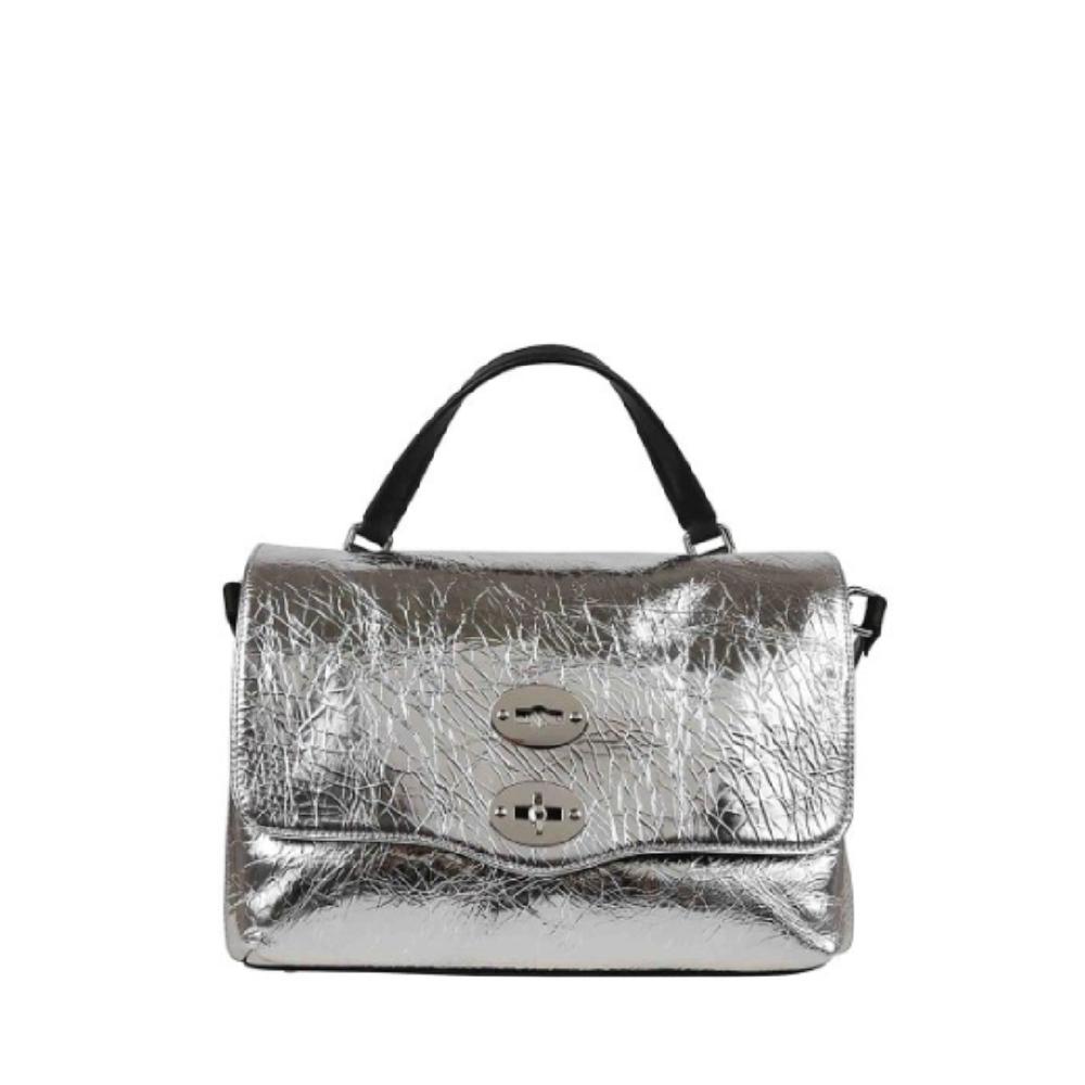 Zanellato BORSA POSTINA® SMALL IN PELLE LAMINATA GREY ARGENTO | Zanellato Shopping Online