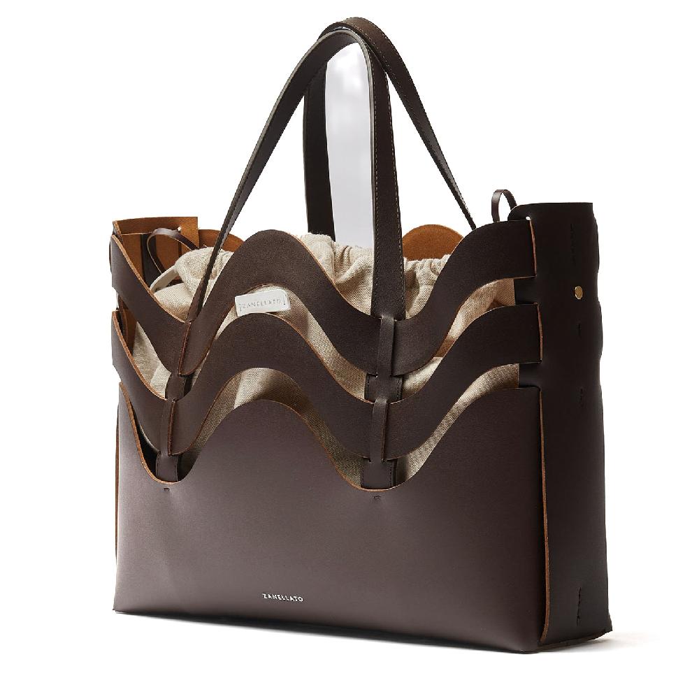 Zanellato BORSA DUNE MEDIUM IN PELLE RIGENERATA BROWN WENGHE | Zanellato Online
