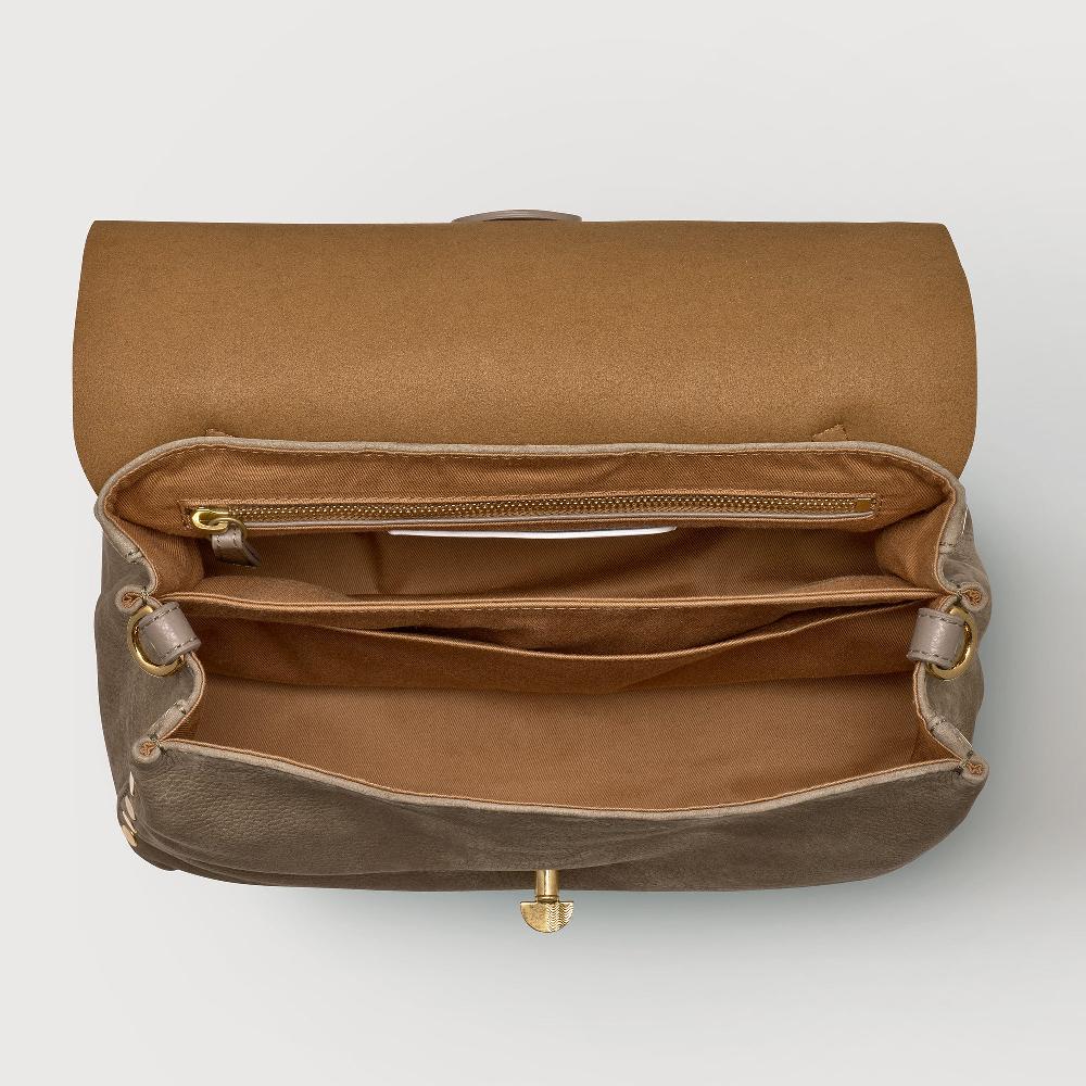 Zanellato BORSA POSTINA® SMALL IN PELLE NABUK GREY VOLTOLINA | Zanellato Qualità