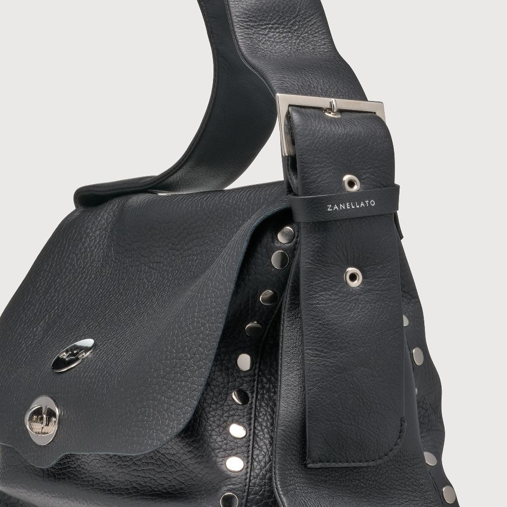 Zanellato BORSA POSTINA® MEDIUM IN PELLE MARTELLATA BLACK NERO | Zanellato Promozione Limitata