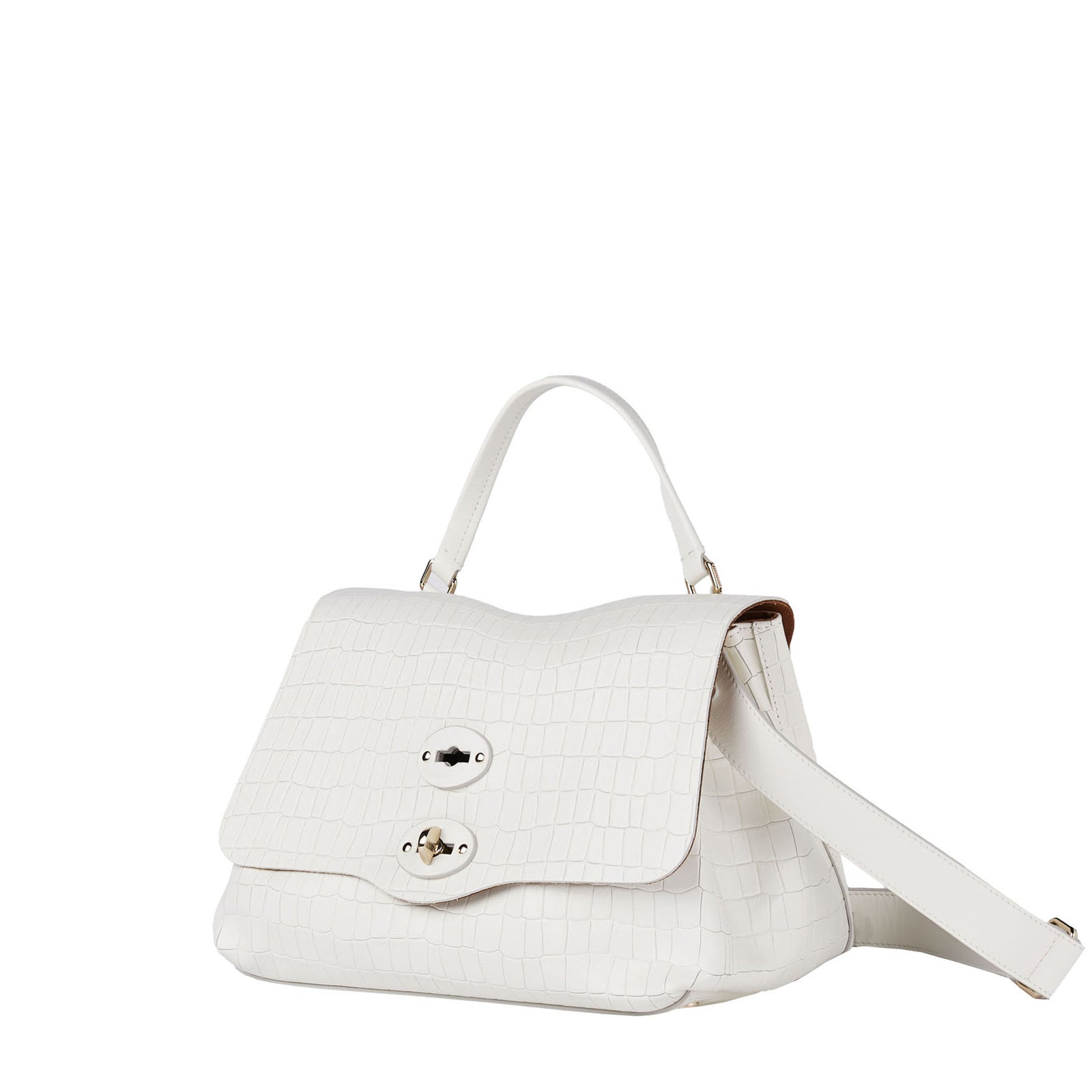 Zanellato BORSA POSTINA® SMALL IN PELLE STAMPATA WHITE LINO 21 | Zanellato Sottocosto
