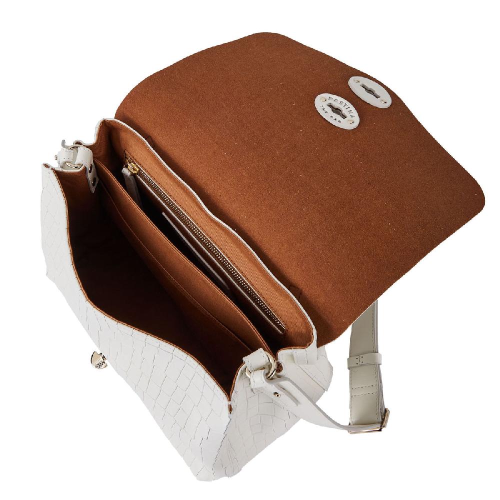 Zanellato BORSA POSTINA® SMALL IN PELLE STAMPATA WHITE LINO 21 | Zanellato Sottocosto