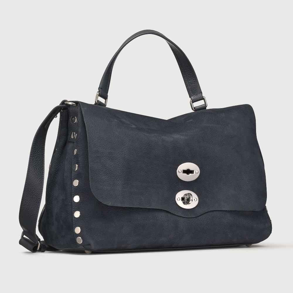 Zanellato BORSA POSTINA® MEDIUM IN PELLE NABUK BLUE NOTTE | Zanellato Qualità