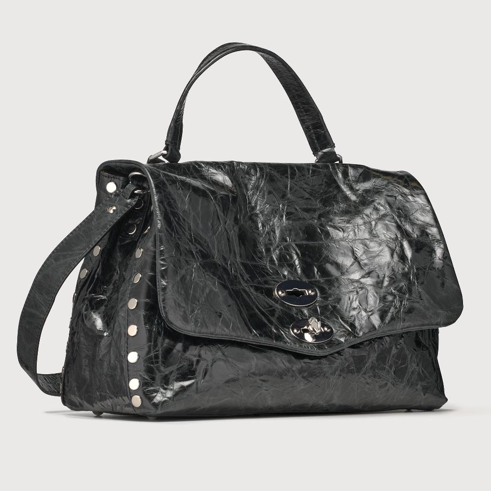 Zanellato BORSA POSTINA® MEDIUM IN PELLE SPAZZOLATA BLACK NERO | Zanellato Spedizione Gratuita