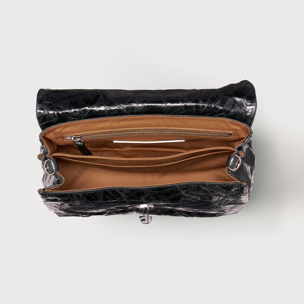 Zanellato BORSA POSTINA® SMALL IN PELLE SPAZZOLATA BLACK NERO | Zanellato Soddisfazione Garantita