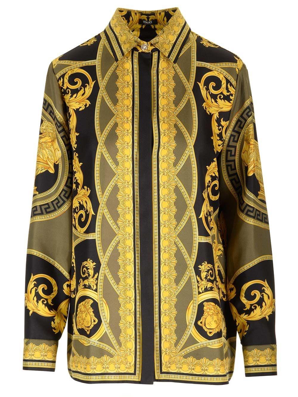 Al Duca D'Aosta Versace Camicia in twill di seta "Barocco" Prezzo Ridotto