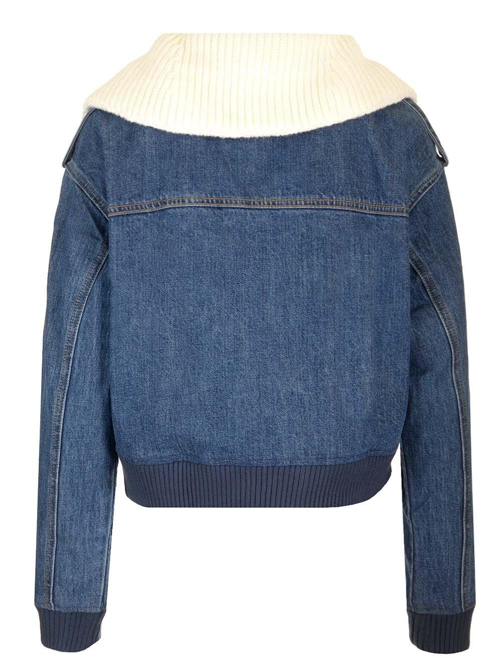 Al Duca D'Aosta Self-portrait Giacca jeans collo in maglia Italia