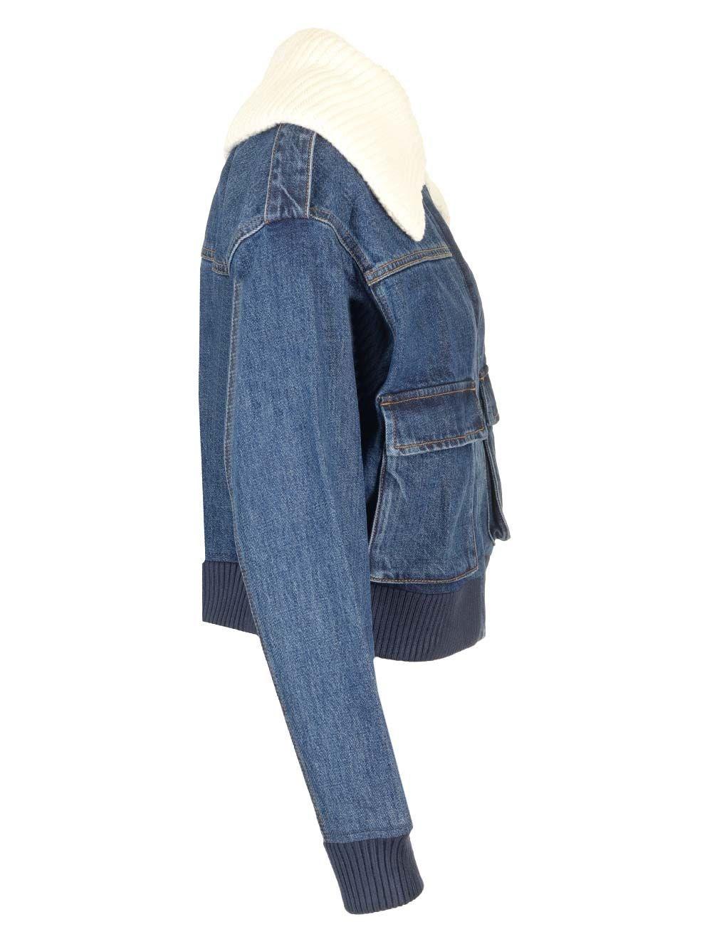 Al Duca D'Aosta Self-portrait Giacca jeans collo in maglia Italia